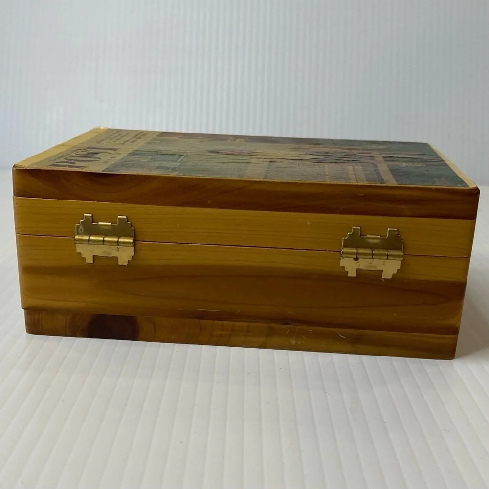 Wooden Jewelry Box Vintage Norman Rockwell Print Lacquered Cedar?